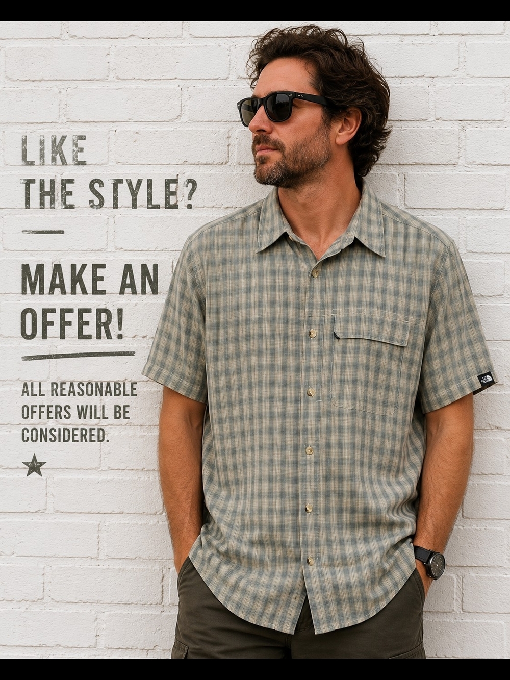 The North Face Plaid Button Up Camp Shirt Modal Blend XL Outdoor